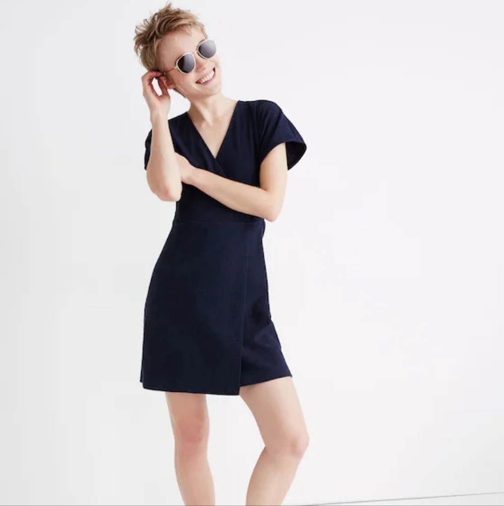 Madewell Cross-Front Flutter-Sleeve Mini Dress